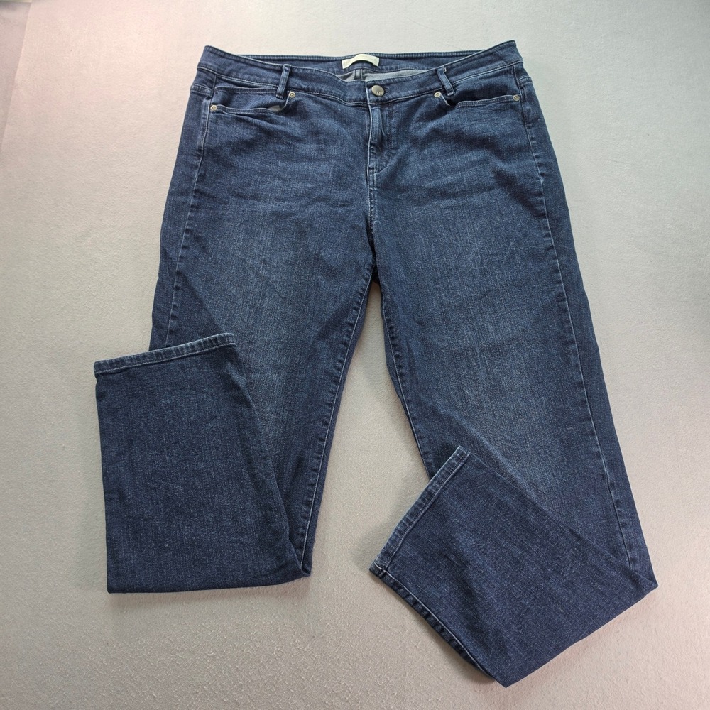 J. Jill Slim Boyfriend Straight Leg Jeans Dark Wash Stretch Denim Size 16